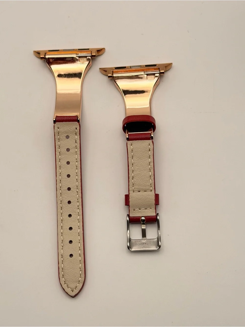 Apple Watch Band Stainless Steel & Leather, New, 42/44/46/49mm